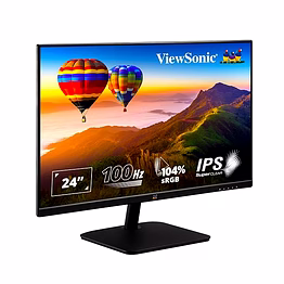 viewsonic 24 inch fhd ips monitor for home and office use, 100 hz, 1 ms response time, amd free sync, dual speaker, wall mount, bezel less, eye-care, srgb104%, hdmi, va2432-mh