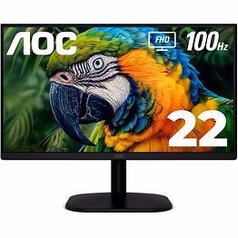 aoc 22b2hm2 full hd led monitor, 22 inch, 100hz, adaptive sync, vga hdmi, flicker-free, low blue light, hdr ready, vesa mount, tilt adjust, earphone out, eco-friendly