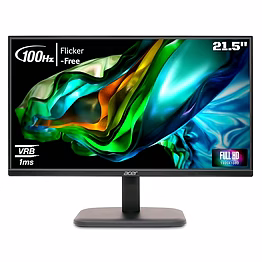 acer ek220q 54.61 cm (21.5") full hd 1920x1080 pixels va panel lcd monitor with led back light i 1 ms vrb i 100 hz refresh rate i 250 nits i hdmi & vga ports with hdmi cable i eye care features, black, 2.8 kg