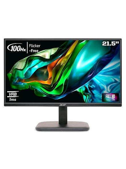 Acer EK220Q 54.61 cm (21.5&quot;) Full HD 1920x1080 Pixels VA Panel LCD Monitor with LED Back Light I 1 MS VRB I 100 Hz Refresh Rate I 250 Nits I HDMI &amp; VGA Ports with HDMI Cable I Eye Care Features, Black, 2.8 KG-code1160