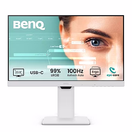 benq gw2486tc 24" ips 100hz full hd coding monitor | usb-c (65w pd) | coding mode | hdmi | displayport | usb hub | 2w x 2 speakers | eye care | noise cancelling microphone (white)