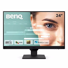 benq gw2490 23.8” 1080p fhd ips monitor | 100hz | eye-careu | dual hdmi | displayport | vesa | mediasync | brightness intelligence | low blue light+ | built-in speakers (black)
