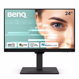 benq gw2490t 24" 1300:1 cr 1080p fhd ips monitor | 100hz | height adjustable | vesa mediasync | dual hdmi | displayport | built-in speakers | eye-care | low blue light+ (black)