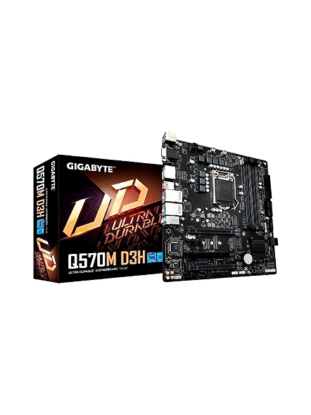 Gigabyte Q570M D3H Motherboard (rev. 1.0) Direct 6+2 Phases Digital VRM, Full PCIe 4.0* Design, Dual PCIe x4 M.2, Dual Intel® GbE LAN with cFosSpeed, Anti-Sulfur Resistor, Intel® vPro™ Technology-B09RKRMYRX