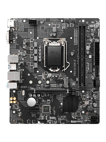 MSI PRO H410M-B Micro-ATX Motherboard | Supports Intel 10th Gen Processors | LGA 1200 | 2 x DIMMs (2933MHz) | PCIe 3.0 x16 | USB 3.2 Gen1 | 1G LAN | HDMI 1.4-B09Q62RWQS