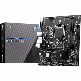 msi pro h510m-b motherboard, micro-atx - supports intel core 10th gen processors, lga 1200-2 x dimms, 1 x pcie 3.0 x16, usb 3.2 gen1, 1g lan, hdmi 1.4