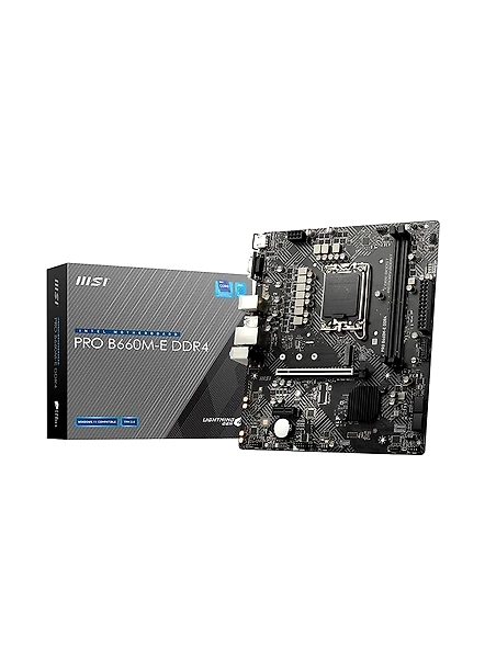 MSI Pro B660M-E Ddr4 Motherboard, Micro-ATX - Supports Intel 12Th Gen Core Processors, Lga 1700 - Ddr4 Memory Boost 4600+Mhz/Oc, Pcie 4.0 X16 Slot, M.2 Gen3 X4, 2.5G LAN-B09NWG85J1