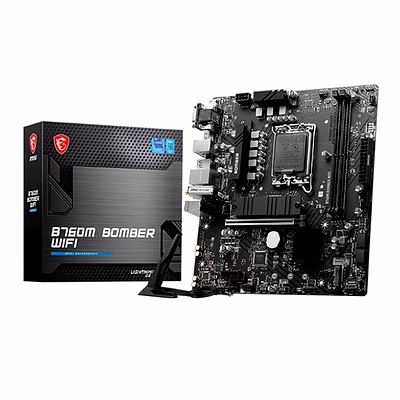msi b760m bomber wifi motherboard, micro-atx - supports intel 12th & 13th gen core processors, lga 1700 - ddr5 memory boost 6400mhz/max, pcie 4.0 x16 slot, m.2 gen4 slot