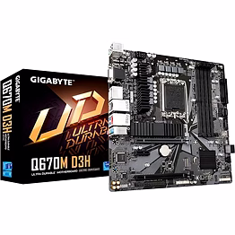 gigabyte q670m d3h (lga1700/ intel/ q670/ m-atx/ ddr5/ dual m.2/ pcie 4/ usb 3.2 gen2 type-c/intel 2.5gbe lan/motherboard)