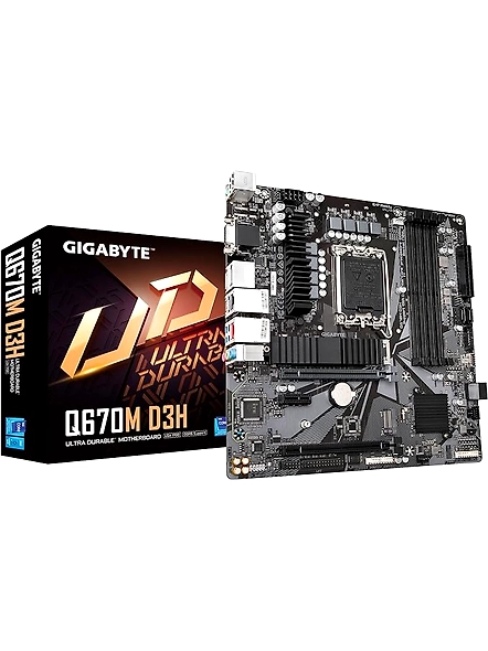 GIGABYTE Q670M D3H (LGA1700/ Intel/ Q670/ M-ATX/ DDR5/ Dual M.2/ PCIe 4/ USB 3.2 Gen2 Type-C/Intel 2.5GbE LAN/Motherboard)-‎B0C1M2BDNR