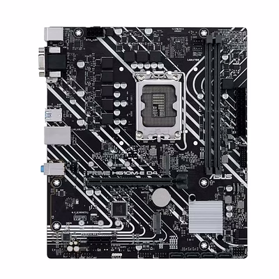 asus prime h610m-e d4 micro-atx motherboard - lga 1700, ddr4, pcie 4.0, dual m.2 slots, realtek 1gb ethernet, displayport, hdmi, d-sub, usb 3.2 gen 1, sata 6gbps, com header, rgb header