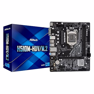 asrock h510m-hdv/m.2 compatible with intel 10th and 11th generation cpus (lga1200) h510 chipset, microatx motherboard, ddr_4