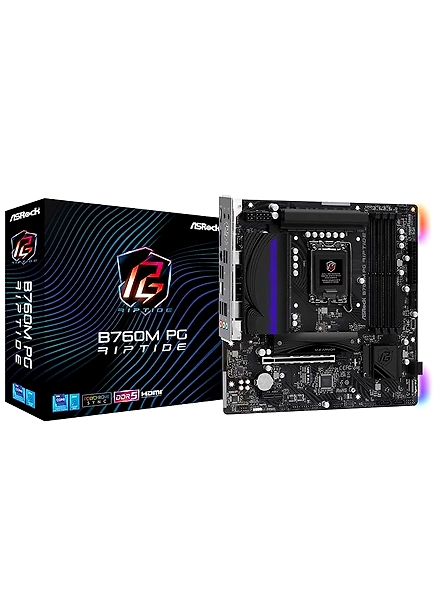 ASRock B760M PG Riptide Intel 12th &amp; 13th Generation CPU (LGA1700) B760 Chipset, DDR5 Micro ATX Motherboard-B0BQWPTZWD