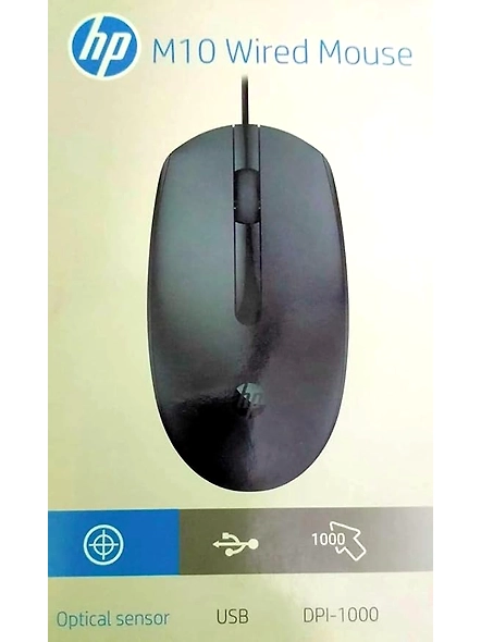 HP M10 Wired USB Mouse with 3 Buttons High Definition 1000DPI Optical Tracking and Ambidextrous Design-B083GLD16Q