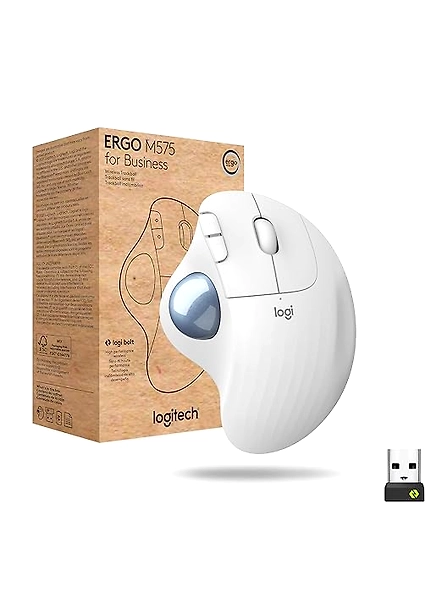 Logitech ERGO M575 Wireless Trackball for Business (Off-White)-B09DKD99MW