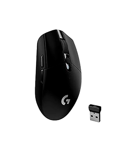 Logitech G304 Lightspeed Wireless Gaming Mouse in Black, featuring a Hero Sensor with 12,000 DPI, Lightweight Design, 6 Programmable Buttons, 250-hour Battery Life, On-Board Memory, and PC/Mac Compatibility.-B07G98H6PM