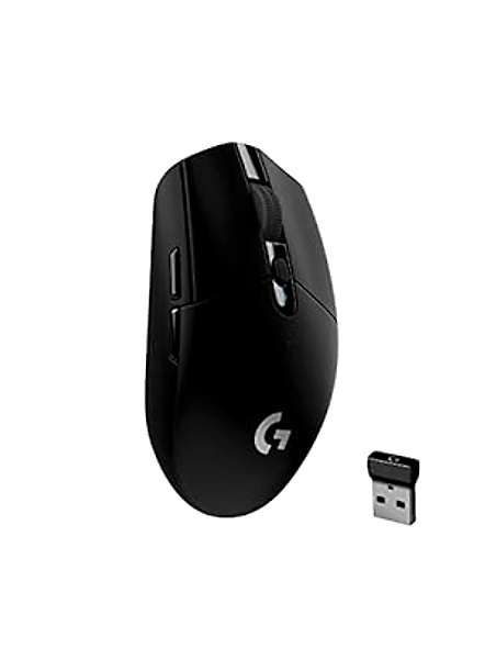 Logitech G304 Lightspeed Wireless Gaming Mouse in Black, featuring a Hero Sensor with 12,000 DPI, Lightweight Design, 6 Programmable Buttons, 250-hour Battery Life, On-Board Memory, and PC/Mac Compatibility.-B07G98H6PM