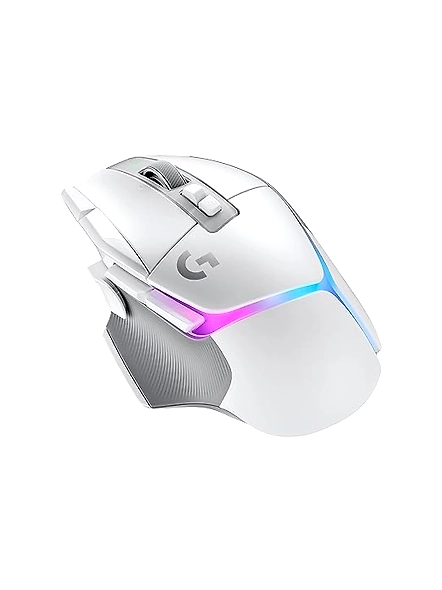 Logitech G502 X Lightspeed Plus Wireless RGB Gaming Mouse in White, featuring LIGHTFORCE Hybrid Switches, LIGHTSYNC RGB, Hero 25K Gaming Sensor, and PC/macOS/Windows Compatibility.-B0BCJS25XM