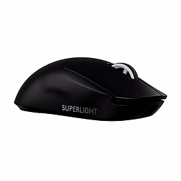 logitech g pro x superlight 2 lightspeed wireless gaming mouse in black, featuring a lightweight design, lightforce hybrid switches, hero 2 sensor with 32,000 dpi, 5 programmable buttons, usb-c charging, and compatibility with pc & mac.
