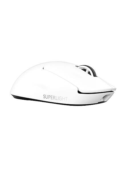 Logitech G PRO X Superlight 2 Lightspeed Wireless Gaming Mouse in White, featuring a lightweight design, LIGHTFORCE Hybrid Switches, Hero 2 Sensor with 32,000 DPI, 5 programmable buttons, USB-C charging, and compatibility with PC &amp; Mac.-B0CGF2XCDN