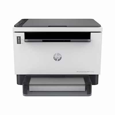 hp laserjet tank mfp 1005w, wireless, print, copy, scan, hi-speed usb 2.0, bluetooth le, up to 22 ppm, 150-sheet input tray, 100-sheet output tray, 1-year warranty, black and white, 381u4a