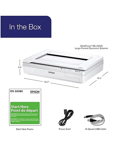 Epson WorkForce DS-50000 Large Format Sheet-Fed Color Document &amp; Image Scanner (B11B204121) | High-Resolution A3 Scanning | Ideal for Documents, Graphics, and Drawings | USB Connectivity-B009EUFV4W