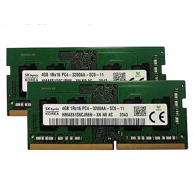 sk hynix 8gb kit(2 x 4gb) ddr4 3200mhz pc4-25600 1.2v 1r x 16 sodimm laptop ram memory module hma854s6cjr6n-xn, oem package