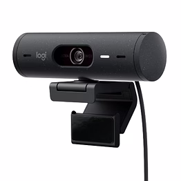 logitech brio 500 full hd webcam, auto light correction, dual noise reduction mics, show mode, privacy cover, usb-c, compatible with microsoft teams, google meet, zoom - graphite