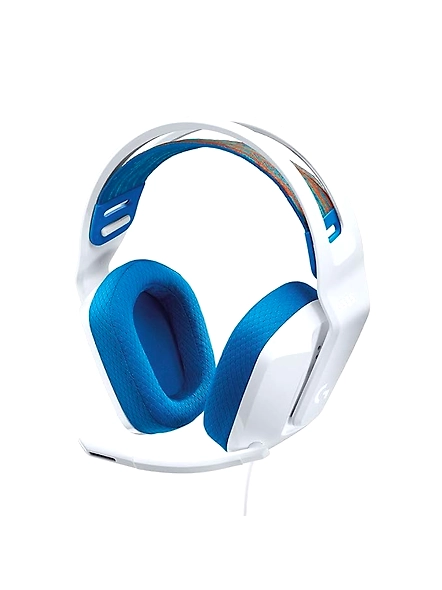Logitech G335 Lightweight Gaming Wired Over-Ear Headphones with Mic, featuring Flip-to-Mute, 3.5mm Audio Jack, Memory Foam Earpads, and compatibility with PC, PlayStation, Xbox, and Nintendo Switch, in White.-B0987XKJYL