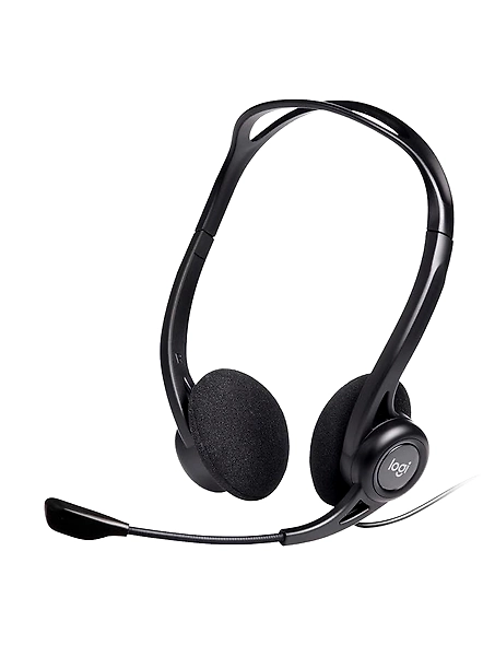 Logitech H370 USB Stereo Wired Over-Ear Headphones with Mic, featuring in-line controls, adjustable headband, and compatibility with PC, Mac, and laptops, in Black.-B078BRJK8K