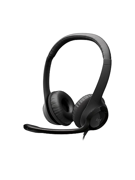 Logitech H390 Wired On Ear Headset for PC/Laptop, Stereo Headphones with Noise Cancelling Microphone (Black)-B000UXZQ42