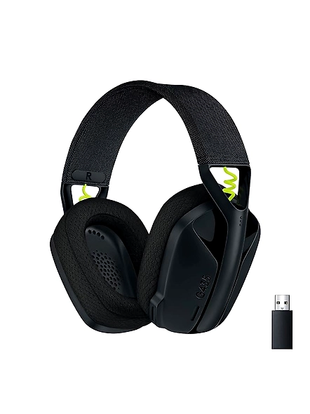 Logitech G435 Light Speed and Lightweight Gaming Bluetooth Wireless Over-Ear Headphones with Mic, boasting an 18-hour battery life and compatibility with Dolby Atmos, PC, PS4, PS5, and mobile devices, in Black.-B09GFYV9YJ