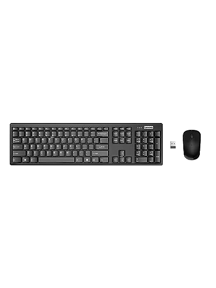 Lenovo 100 Wireless Keyboard &amp; Mouse Combo - Ambidextrous 1000 DPI Optical Mouse, Ultra Slim Water-Resistant Keyboard, 2.4 GHz Wireless Nano USB, Up to 1 Year Battery Life, GX30L66303-code1474