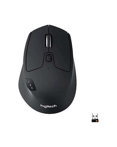 Logitech M720 Triathlon Multi-Device Wireless Mouse - Bluetooth, USB Receiver, 1000 DPI, 6 Programmable Buttons, 2-Year Battery, Compatible with Laptop, PC, Mac, iPadOS - Graphite Black-code1479