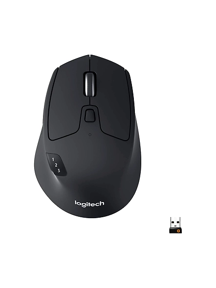 Logitech M720 Triathlon Multi-Device Wireless Mouse - Bluetooth, USB Receiver, 1000 DPI, 6 Programmable Buttons, 2-Year Battery, Compatible with Laptop, PC, Mac, iPadOS - Graphite Black-code1479