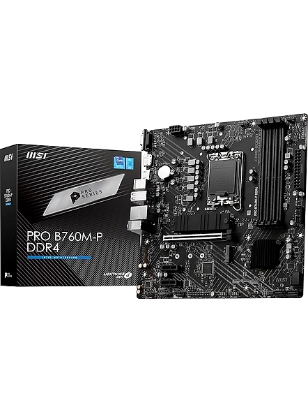 MSI PRO B760M-P DDR4 ProSeries Motherboard | Supports 12th/13th Gen Intel Processors | LGA 1700 | DDR4 | PCIe 4.0 | M.2 Slots | Gigabit LAN | USB 3.2 Gen2 | Micro-ATX-B0BZ9T4KF6
