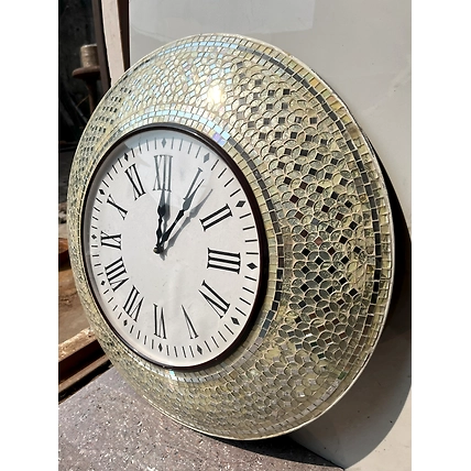 Handcrafted Mosaic Wall Clock Mirror – Decorative Timepiece for Modern Home Decor-2