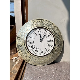 Handcrafted Mosaic Wall Clock Mirror – Decorative Timepiece for Modern Home Decor