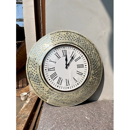 Handcrafted Mosaic Wall Clock Mirror – Decorative Timepiece for Modern Home Decor-12633476