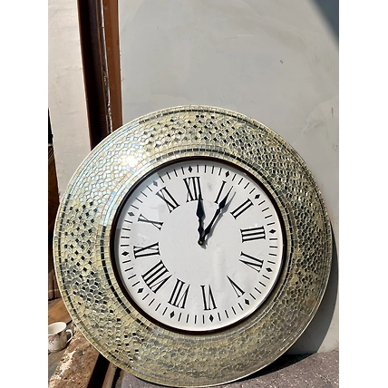 Handcrafted Mosaic Wall Clock Mirror – Decorative Timepiece for Modern Home Decor-1