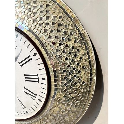 Handcrafted Mosaic Wall Clock Mirror – Decorative Timepiece for Modern Home Decor-3