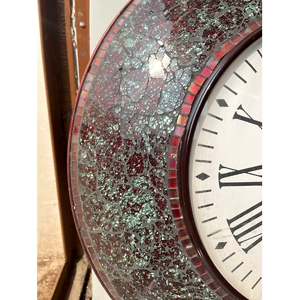 Elegant Red and Black Mosaic Clock – Stylish Timepiece for Modern Interiors-1