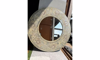 Stylish Mosaic Flower Pattern Silver Wall Mirror – Elegant Home Decor Accent