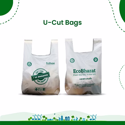 ecobharat biodegradable and compostable carry bags u-cut