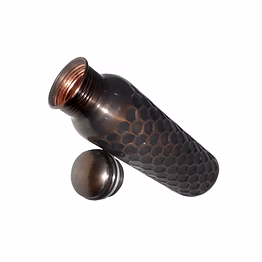 copper water bottle 34oz - leak proof - ayurvedic copper bottle, copper vessel for sports, fitness, yoga -hammered antique