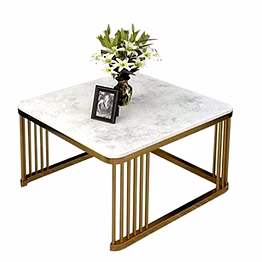 smarm luxurious stacking coffee table set of 2 - golden wrought iron frame with sleek white top - modern design for contemporary living