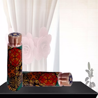 copper printed design 1 litre water bottle