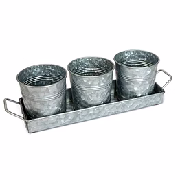 smarm handcrafted farmhouse galvanized metal plant pot set