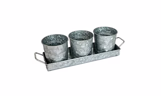 Handcrafted Farmhouse Galvanized Metal Plant Pot Set