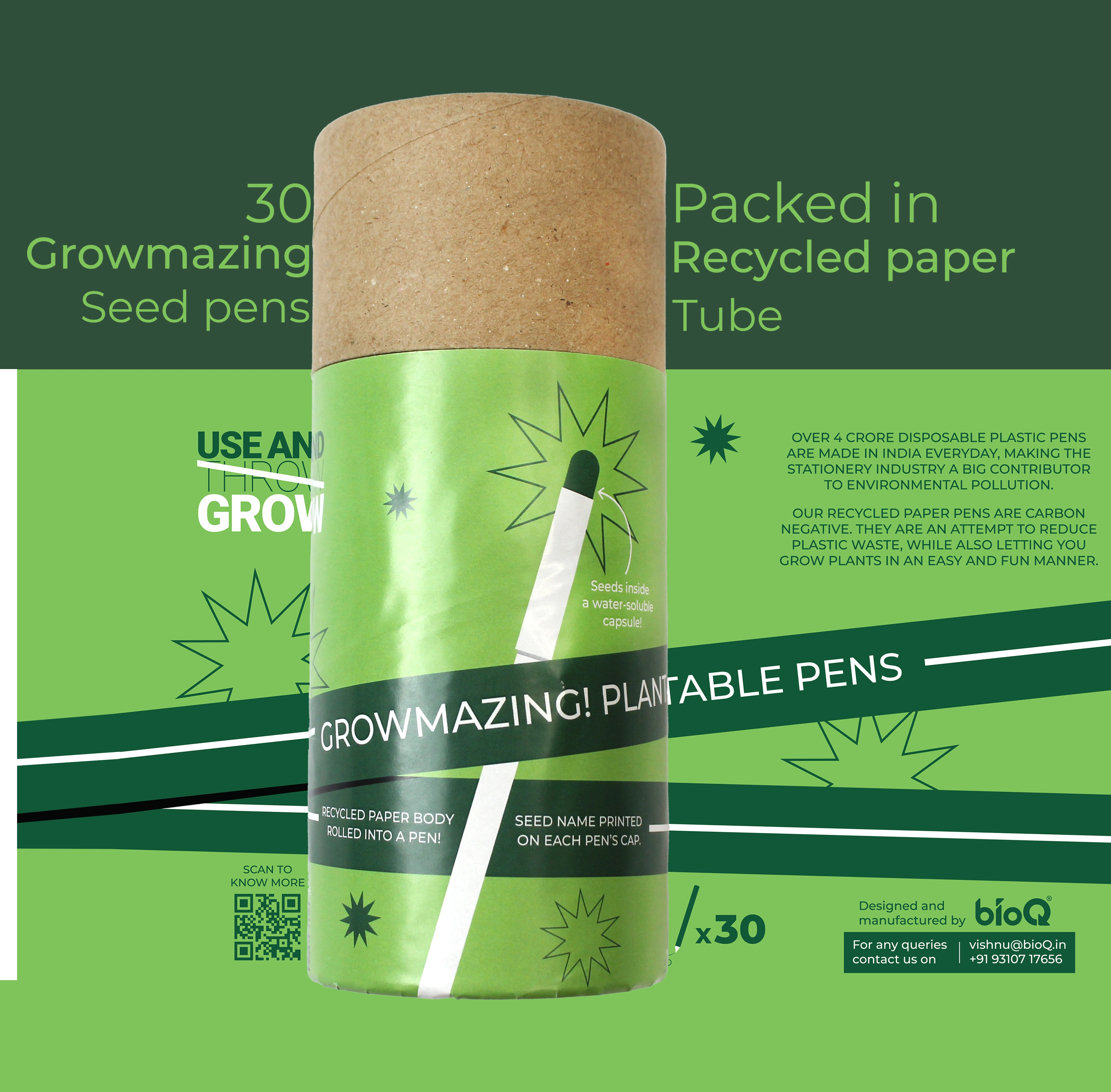 Eco Friendly Plantablel Pens Pack of 30-2